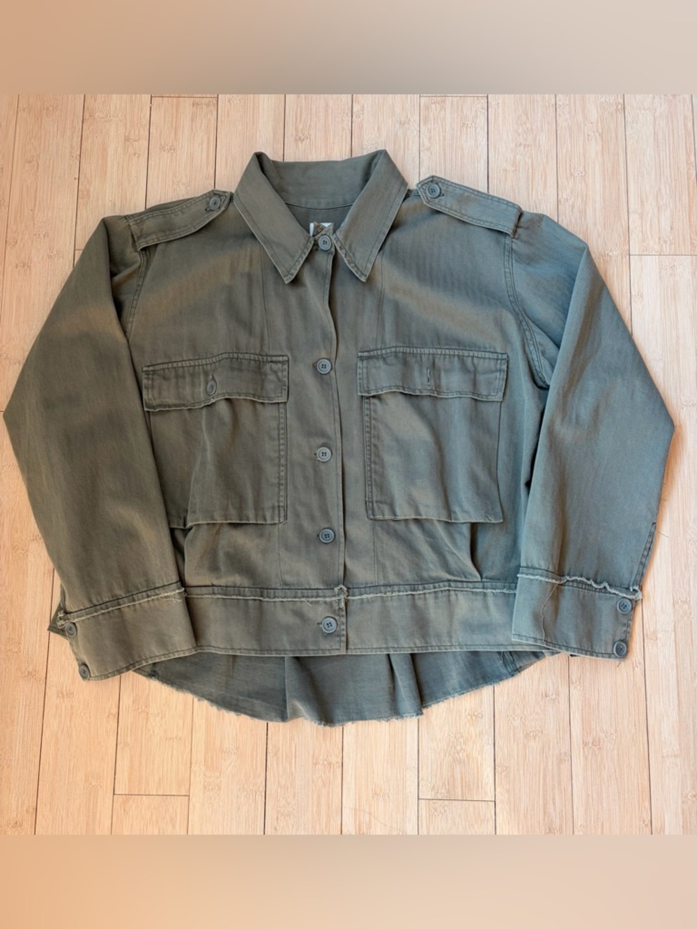 Anthropologie Utility Shirt Jacket in Olive Green